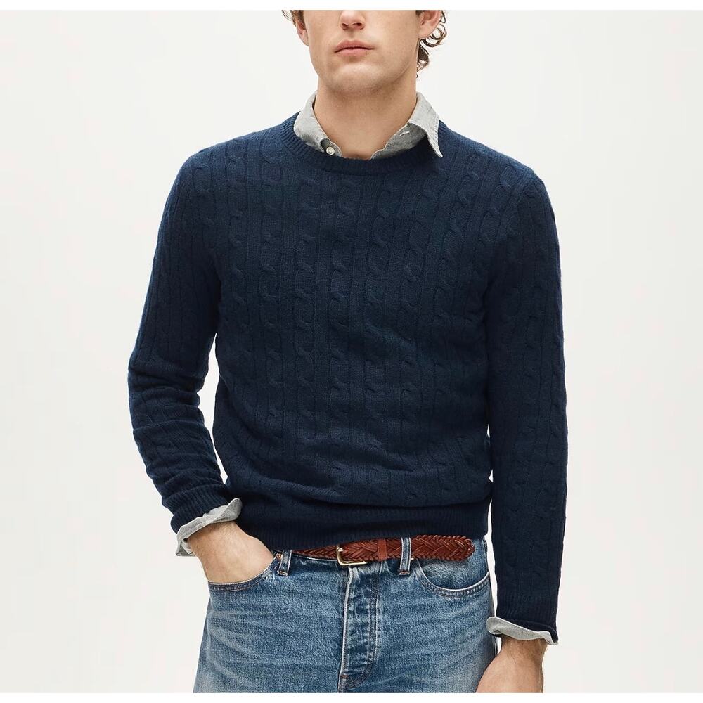 $298 New Men’s J.Crew Cashmere cable-knit sweater - Medium - Navy